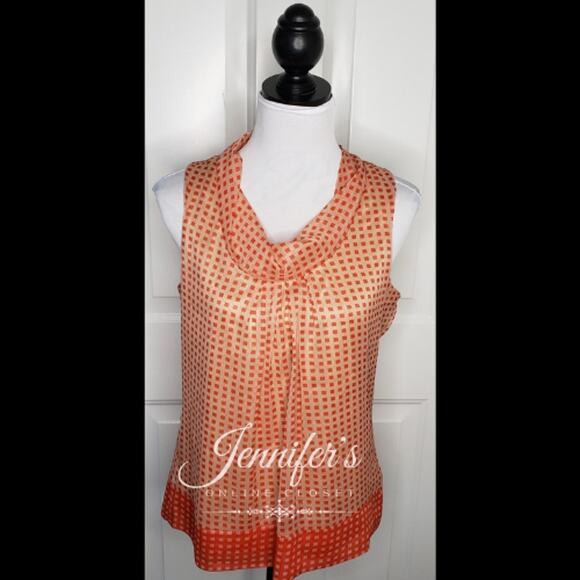 3/$30 New York & Company Women's Orange Cowl Neck Sleeveless Top - Picture 1 of 7